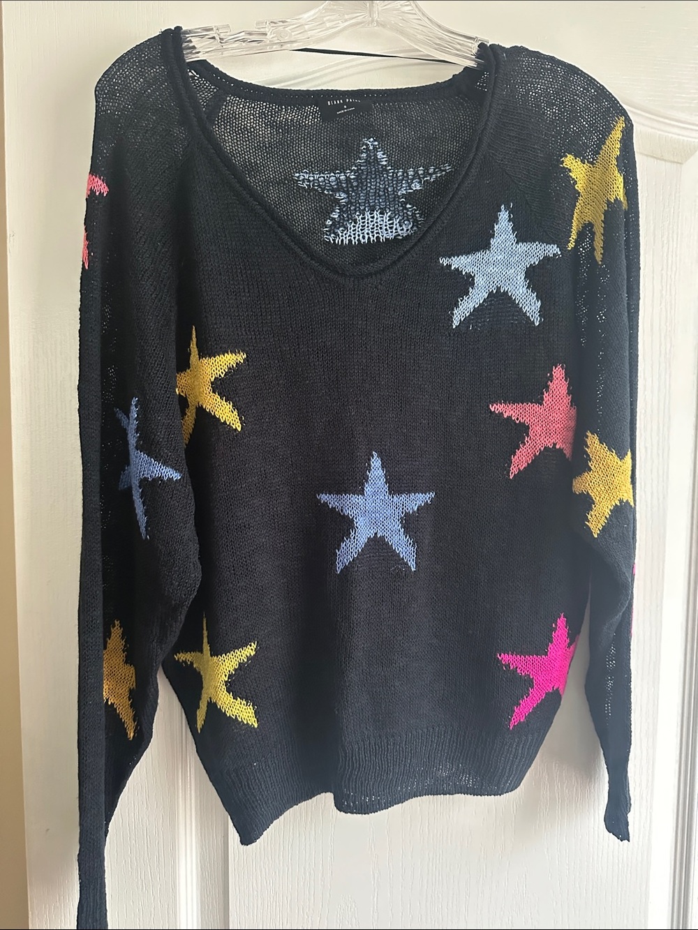 Black Star-Print Women's Sweater - Multicolor Stars